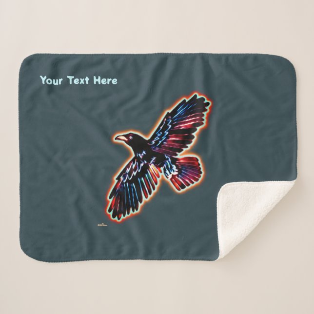 Iridescent Raven Sherpa Blanket (Front (Horizontal))