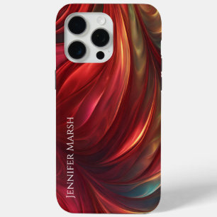 Iridescent Red Abstract Swirl iPhone 15 Pro Max Case