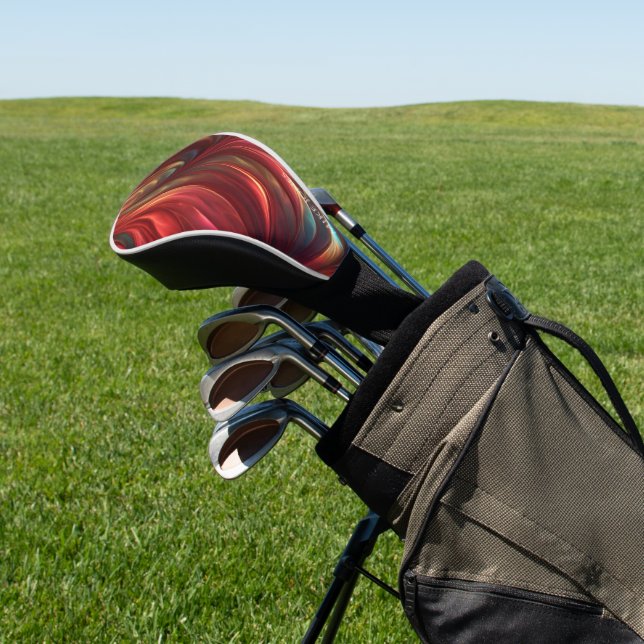 Iridescent Red Abstract Swirl Golf Head Cover (In Situ)