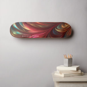 Iridescent Red Abstract Swirl Skateboard