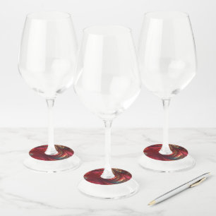 Iridescent Red Abstract Swirl Wine Glass Tag