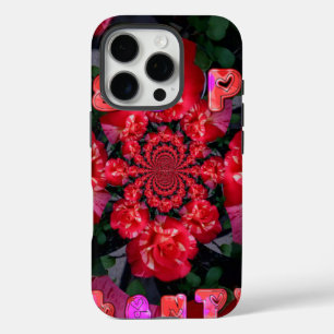 Iridescent Red Roses "Happy Valentine" Art Print iPhone 16 Pro Case