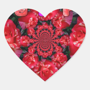 Iridescent Red Roses "Happy Valentine" Art Print Heart Sticker