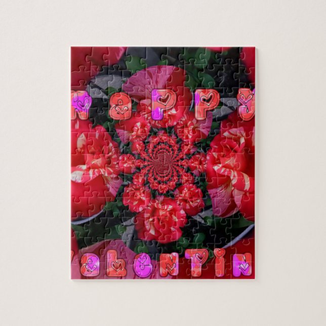  Iridescent Red Roses "Happy Valentine" Art Print Jigsaw Puzzle (Vertical)