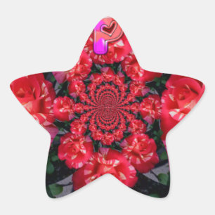 Iridescent Red Roses "Happy Valentine" Art Print Star Sticker