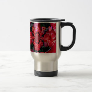 Iridescent Red Roses "Happy Valentine" Art Print Travel Mug