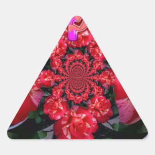 Iridescent Red Roses "Happy Valentine" Art Print Triangle Sticker