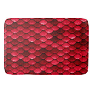 Iridescent Red Shiny Glitter Mermaid Fish Scale Bath Mat