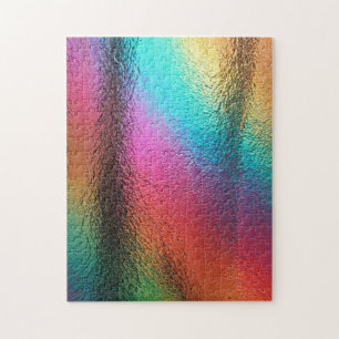 Iridescent Rippled Rainbow Glass Texture Jigsaw Puzzle
