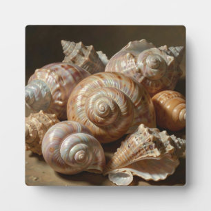 Iridescent Seashell Still Life Plaque