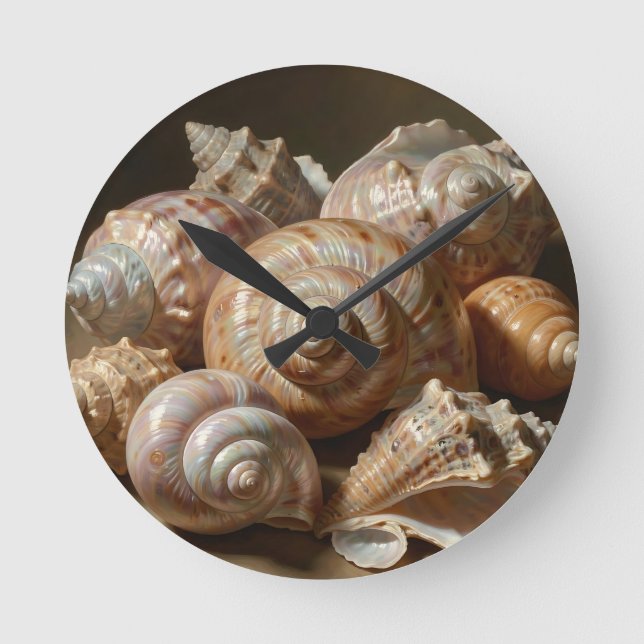 Iridescent Seashell Still Life  Round Clock (Front)