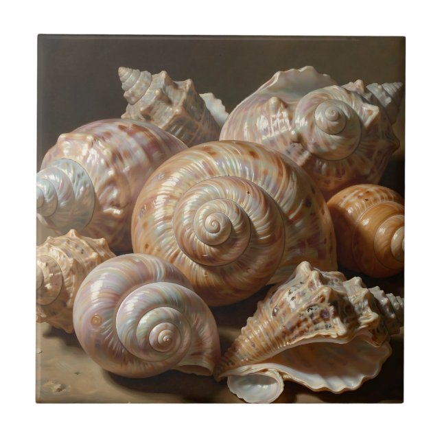 Iridescent Seashell Still Life  Tile (Front)