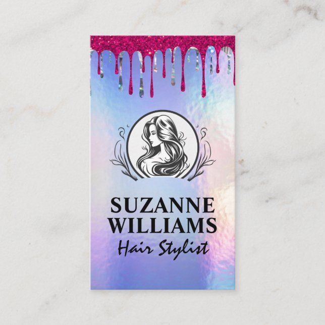 Iridescent Shimmer | Hair Salon Beauty Logo Appointment Card (Front)