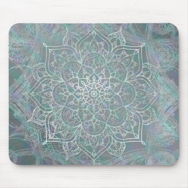Iridescent Shimmer Mandala Boho Chic Mouse Mat (Front)