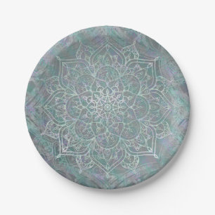 Iridescent Shimmer Mandala Boho Chic Paper Plate