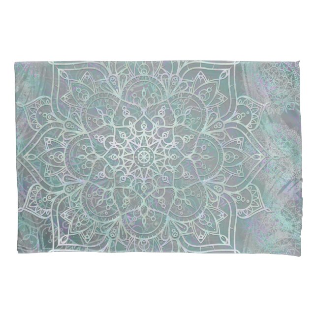 Iridescent Shimmer Mandala Boho Chic Pillowcase (Front)