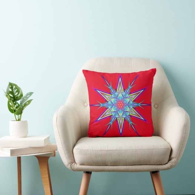 Iridescent Shimmering Snowflake Star Throw Pillow (Chair)