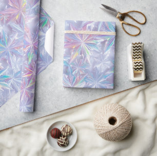 Iridescent shimmering snowflakes pattern wrapping paper