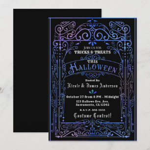 Iridescent Shine Vintage Victorian Deco Halloween Invitation