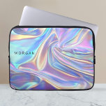 Iridescent Shiny Metallic Fabric, Name Laptop Sleeve<br><div class="desc">A teal,  gold and purple iridescent,  shiny metallic fabric with black name.</div>