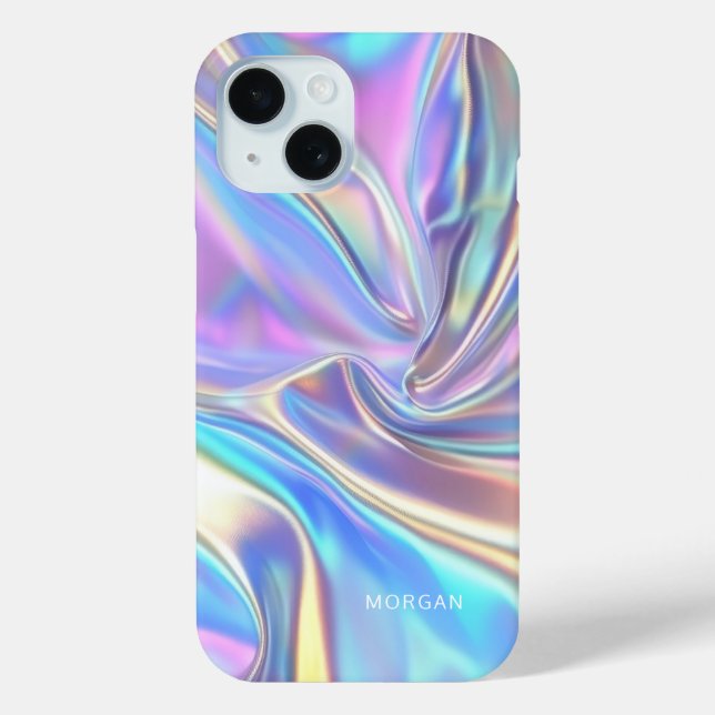 Iridescent Shiny Metallic Fabric, Small White Name Case-Mate iPhone Case (Back)