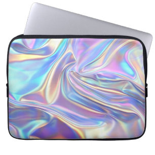 Iridescent Shiny Metallic Fabric, Teal Gold Purple Laptop Sleeve