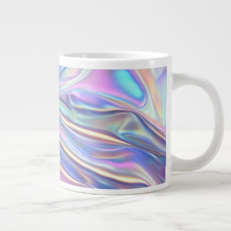 Iridescent Shiny Metallic Fabric, Teal Gold Purple Large Coffee Mug