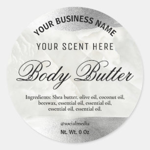 Iridescent Silver Bordered Body Butter Labels