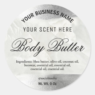 Iridescent Silver Bordered Body Butter Labels