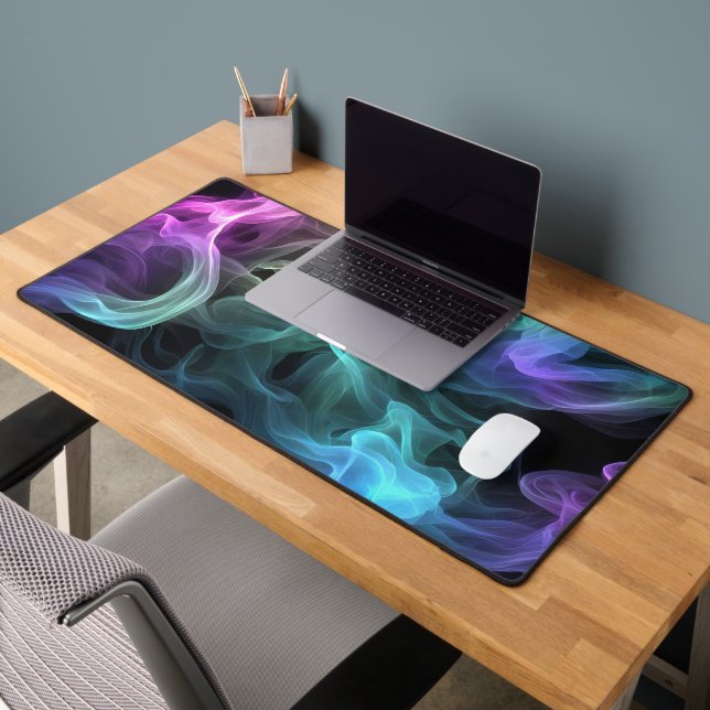 Iridescent Smoke On Black Desk Mat (Office 2)