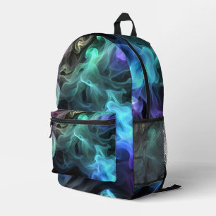 Iridescent Smoke On Black Printed Backpack