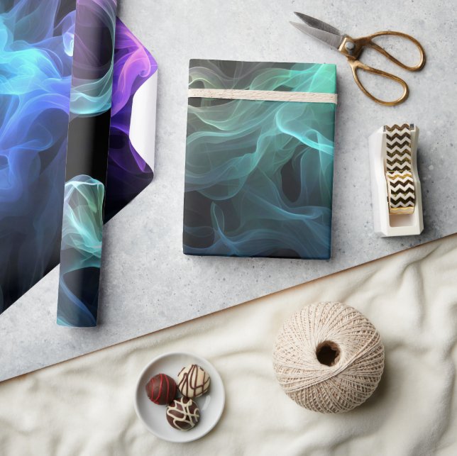 Iridescent Smoke On Black Wrapping Paper (Crafts)