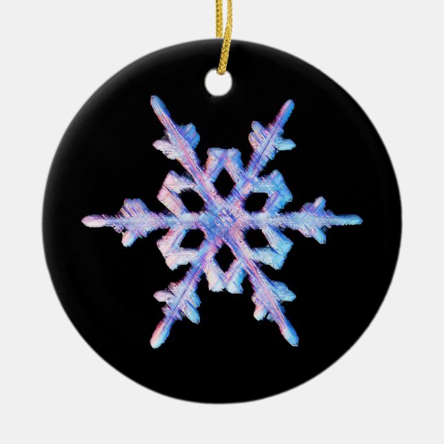 Iridescent snowflake ceramic tree decoration (Front)