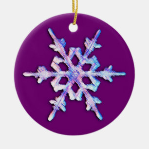 Iridescent Snowflake on Amethyst Purple  Ceramic Tree Decoration