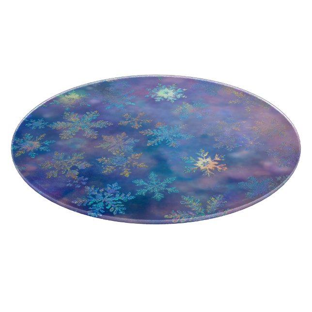Iridescent snowflakes cutting board (Corner)