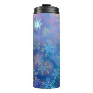 Iridescent snowflakes thermal tumbler