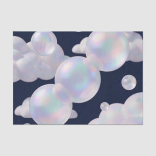 Iridescent Soap Bubbles Floating Dark Blue Dreamy Tissue Paper