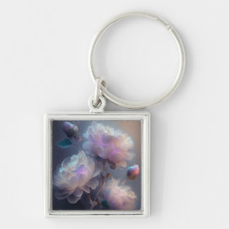 Iridescent Soft Focus Light Spectrum Flowers Key Ring