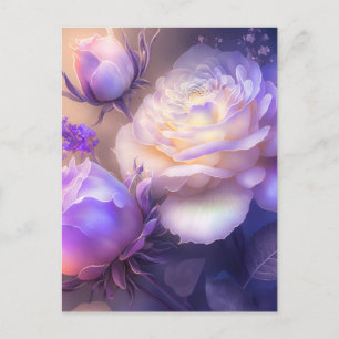 Iridescent Soft Purple Light Spectrum Flowers Postcard