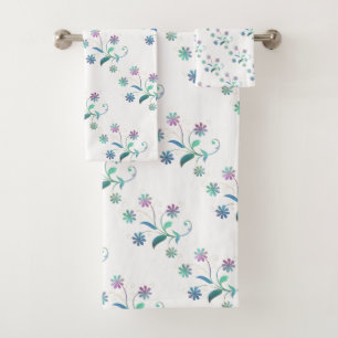  IRIDESCENT SPRING BLOOM BATHROOM TOWEL SET