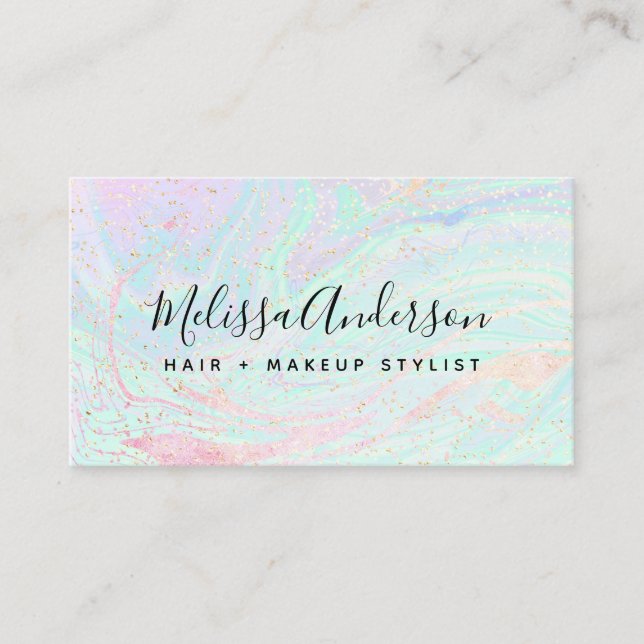 iridescent Stone Glitter Business Card (Front)