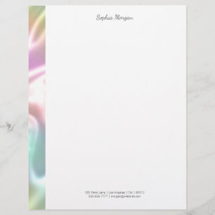 Iridescent Stripe, Grey Name & Contact Info Custom Letterhead