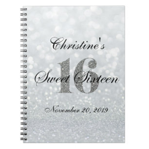 Iridescent Sweet 16 Silver Custom Guest Book