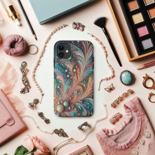 Iridescent Teal And Peach Glitter Bling iPhone 11 Case