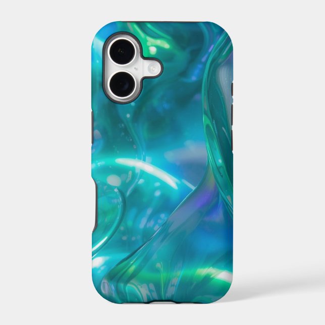 Iridescent Teal Fluid Marble (Back)