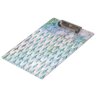 Iridescent teal Glitter Mermaid Fish Scales Clipboard