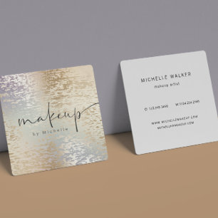 Iridescent textured modern  Makeup Artist Square Square Business Card