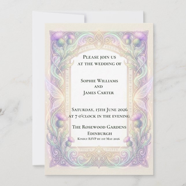 Iridescent Thistle Wedding Invitation (Front)