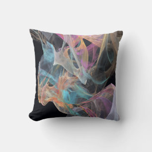 Iridescent Thread Vortex Teal Magenta Glow Cushion