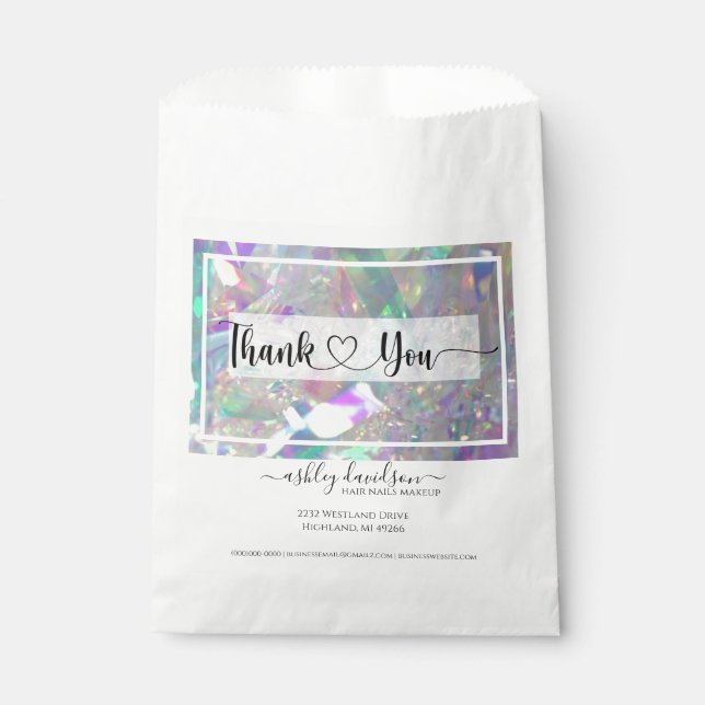Iridescent Tinsel Business Shopping Paper Bags (Front)